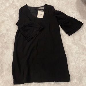 Black Slip dress with Mid ruffled sleeve